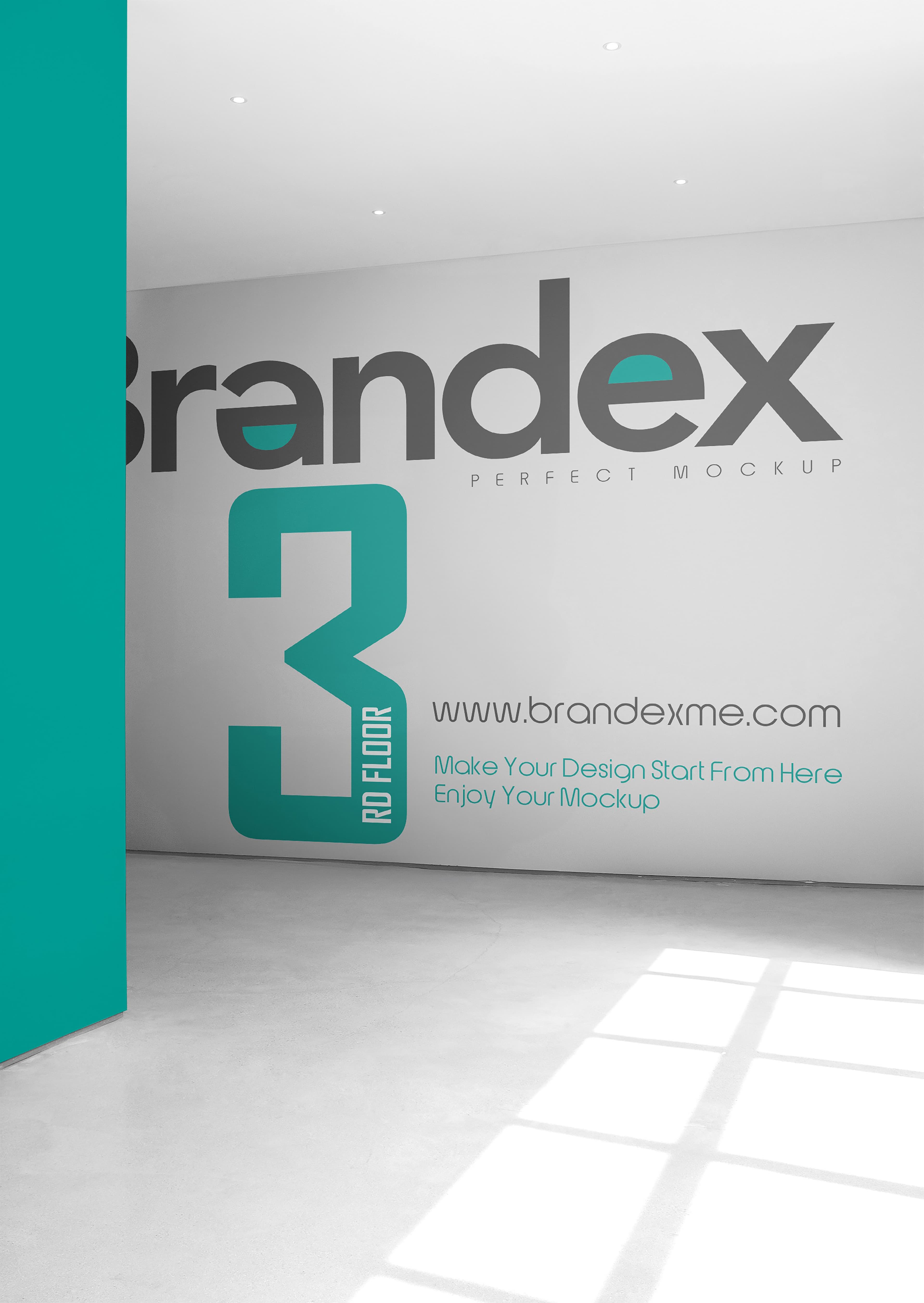 Minimalist Wall Mounted Logo Mockup 3D Interior Display