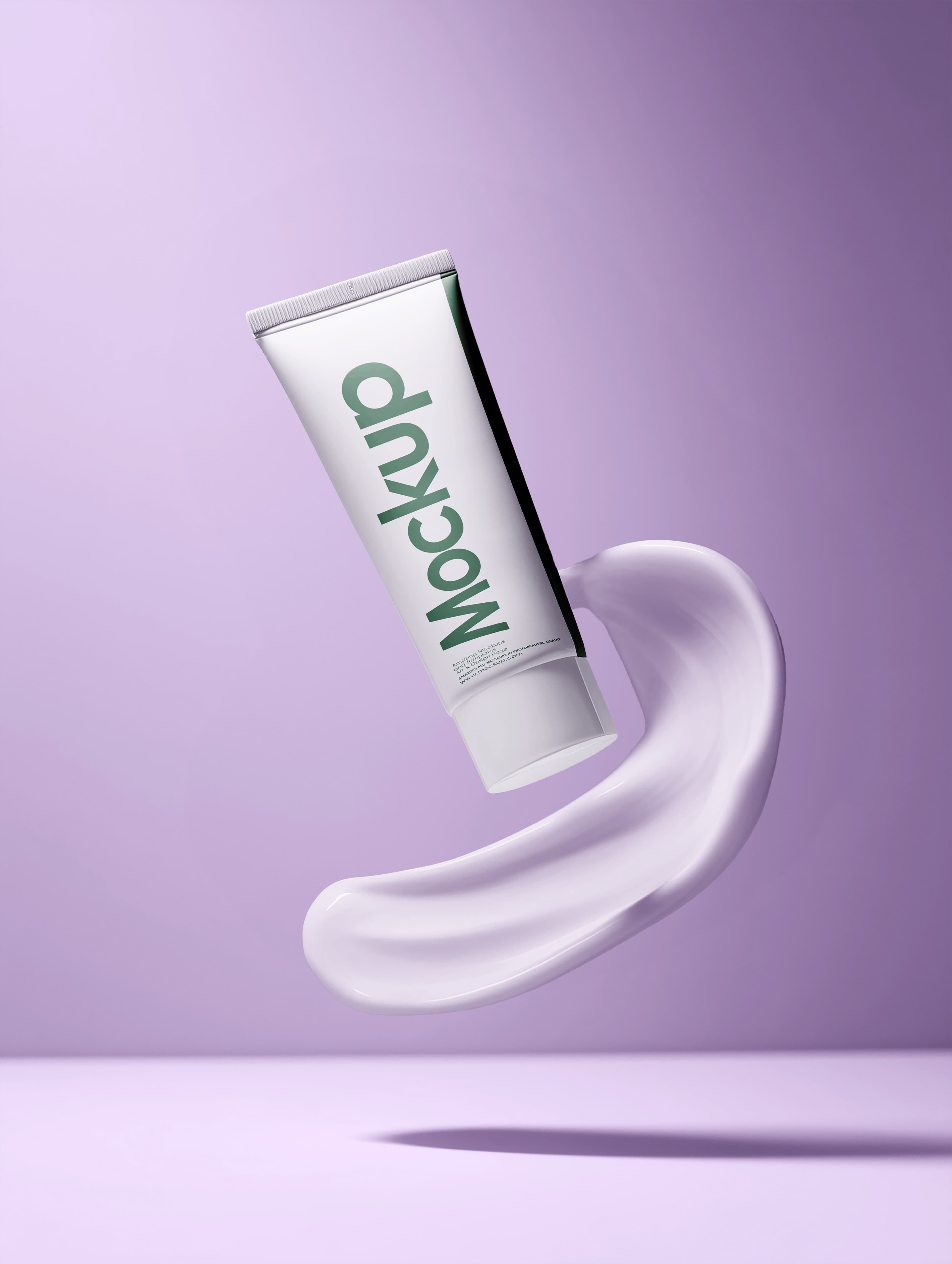 Cosmetic Tube Mockup Minimalist Purple Background Product Display